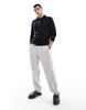ASOS DESIGN polo sweatshirt with zip in black