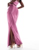 ASOS DESIGN ruched sides satin twill maxi skirt in mauve - part of a set
