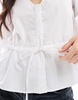 ASOS DESIGN poplin drawstring waist cocoon sleeve blouse in white