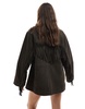 ASOS DESIGN premium suede tassel jacket in dark chocolate