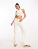 Pieces reversible open back halter neck top in white - part of a set
