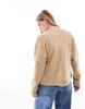Brave Soul boucle zip up cardigan in camel