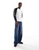 AAPE by A Bathing Ape raglan long sleeve T-shirt in white & black