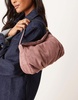 ASOS DESIGN faux suede shoulder bag with fold-over flap detail in mauve