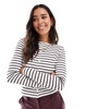 ASOS DESIGN striped cardigan in brown and white