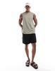 ASOS DESIGN relaxed tank top in khaki sporty mesh