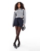 ASOS DESIGN scuba corset waist hoodie with seam detail in gray heather
