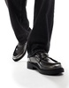 ASOS DESIGN loafers in black and silver faux leather