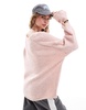ASOS DESIGN loose knit oversized V-neck sweater in pink