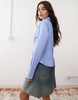 Reclaimed Vintage fitted shirt with lace tie detail in blue pinstripe