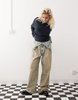 COLLUSION v neck meet and greet sweater with arm rib in navy
