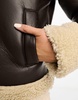 Brave Soul bonded aviator jacket with faux shearling in brown