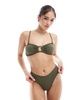 4th & Reckless ring cutout detail multiway bikini top in khaki - part of a set