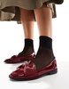 ASOS DESIGN Mentor bow loafer flat shoes in burgundy patent