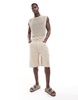 Bershka loose knit tank top in beige