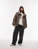 ARKET down puffer coat with clean padding in dark beige