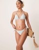 Abercrombie & Fitch Swim tie side bikini bottoms with bead detail in blue - part of a set