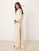 ASOS DESIGN sweat wide leg sweatpants in oatmeal - part of a set