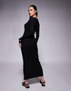 River Island Long Sleeve Button Up Midi Dress in black