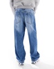 Bershka baggy jeans in mid blue