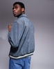 ASOS DESIGN oversized faux suede varsity jacket in gray