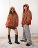 COLLUSION unisex overhead fur coat in orange