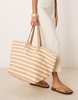 ASOS DESIGN straw oversized tote bag in natural stripe