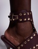 ASOS DESIGN Wide Fit Power studded high heeled shoes in burgundy