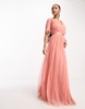 Anaya Bridesmaid flutter sleeve maxi dress in coral pink