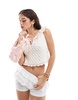 ASOS DESIGN knitted top with eyelet trim in cream