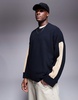 ASOS DESIGN super oversized crew neck sweater with arm stripe detailing in navy