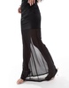 ASOS DESIGN stretch satin maxi skirt with sheer mesh hem in black - part of a set