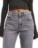 Bershka high waist 90s wide leg jeans in washed gray