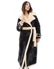 Miss Selfridge borg contrast belted maxi wrap coat in black