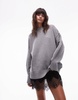 Topshop premium contrast seam wool blend oversized sweater in gray