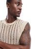 Bershka loose knit tank top in beige