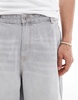 Bershka skater fit denim shorts in gray