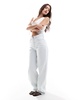 Mango low waist straight leg jeans in washed light blue