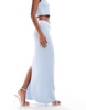 Aria Cove ribbed knit back split maxi skirt in baby blue - part of a set