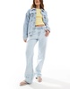 Bershka straight leg jeans in super light wash blue