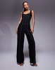 ASOS DESIGN topstitch corset detail structured jumpsuit in black