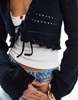 Bershka crochet tie front top in navy