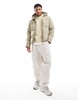 Jack & Jones oversized boxy puffer jacket in beige