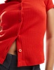 ASOS DESIGN supersoft ribbed button up short sleeve cardigan in red