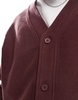 ASOS DESIGN oversized textured cardigan in burgundy - part of a set