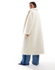 ASOS DESIGN longline curly borg coat in neutral