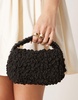ASOS DESIGN ruched handle textured grab bag with detachable chain crossbody strap in black