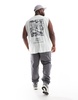 ASOS DESIGN oversized tank top in gray with abstract back print