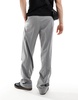 ASOS DESIGN smart wide leg pants with knee splits in light gray