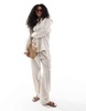 4th & Reckless lightweight linen look striped shirt in beige - part of a set